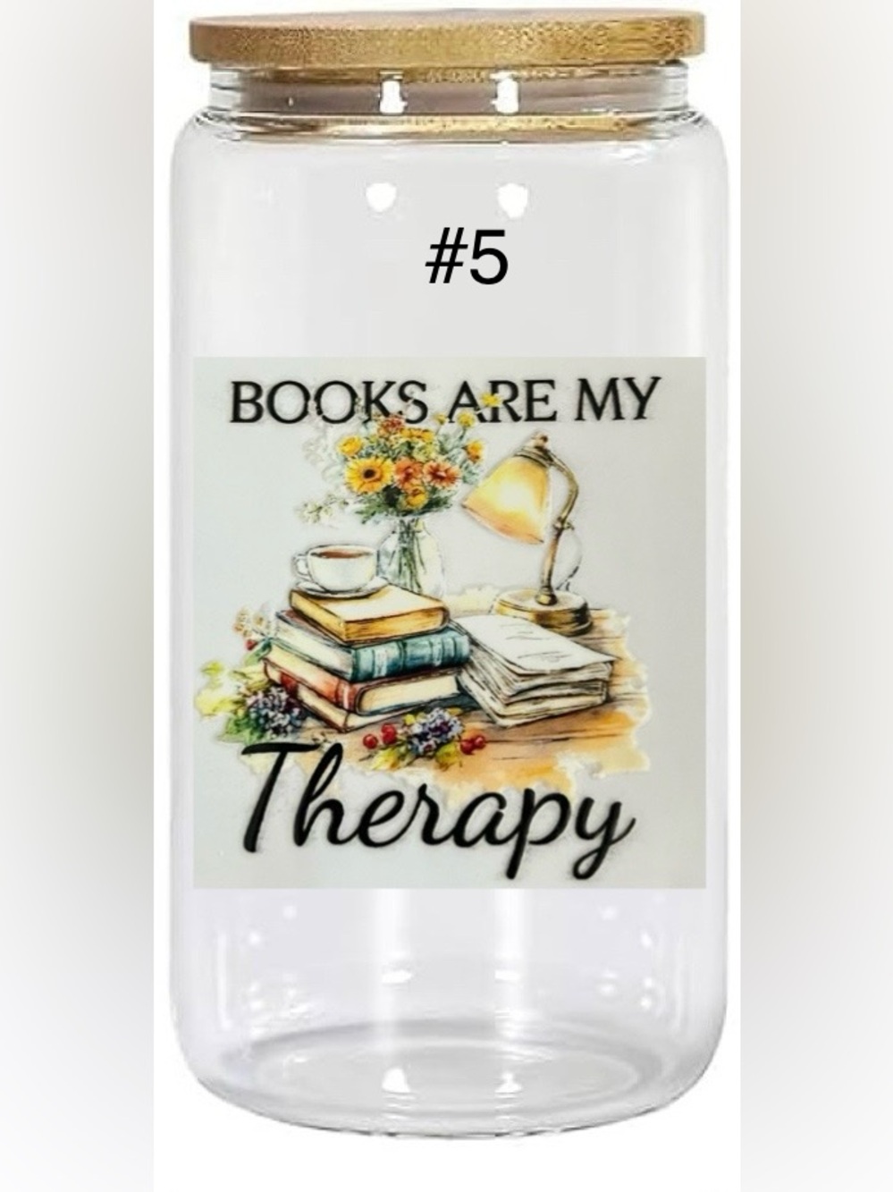 *Buy Now* book lovers cups 16 ounce glass tumbler straw and bamboo lid - Picture 5 of 15